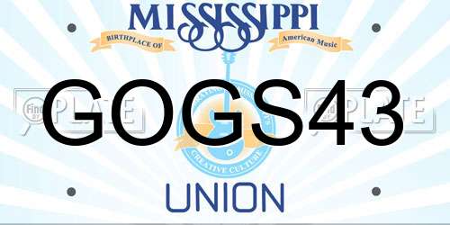 GOGS43 Mississippi License Plate