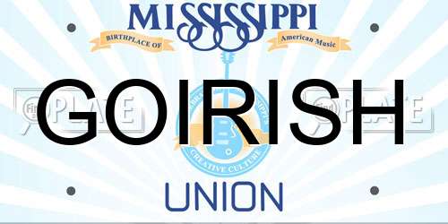 GOIRISH Mississippi License Plate