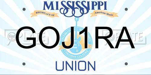 GOJ1RA Mississippi License Plate