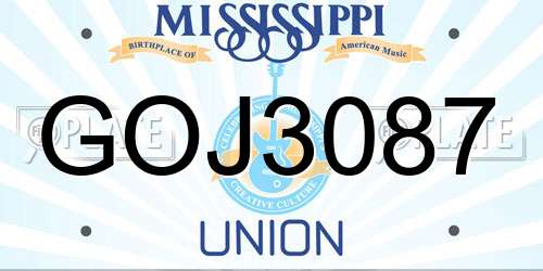 GOJ3087 Mississippi License Plate