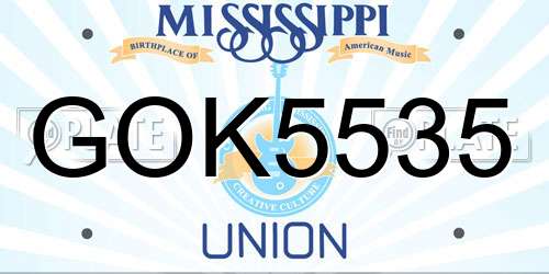 GOK5535 Mississippi License Plate