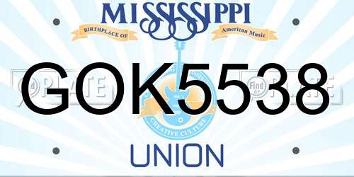 GOK5538 Mississippi License Plate