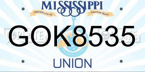 GOK8535 Mississippi License Plate