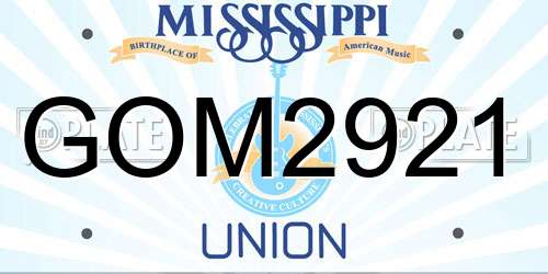 GOM2921 Mississippi License Plate