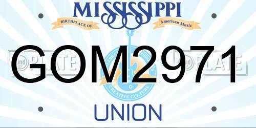 GOM2971 Mississippi License Plate