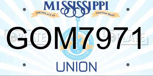 GOM7971 Mississippi License Plate