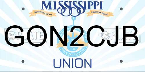 GON2CJB Mississippi License Plate