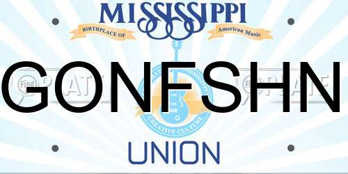 GONFSHN Mississippi License Plate