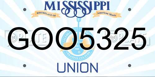GOO5325 Mississippi License Plate