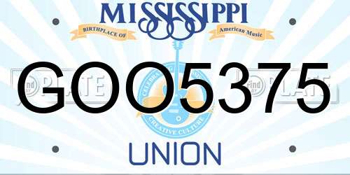 GOO5375 Mississippi License Plate