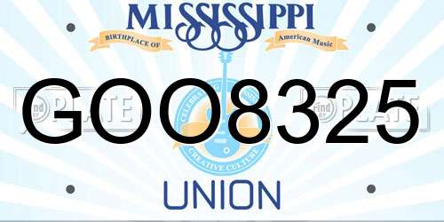 GOO8325 Mississippi License Plate