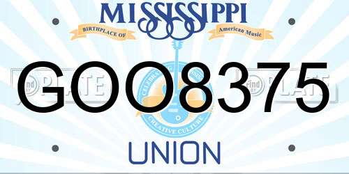 GOO8375 Mississippi License Plate