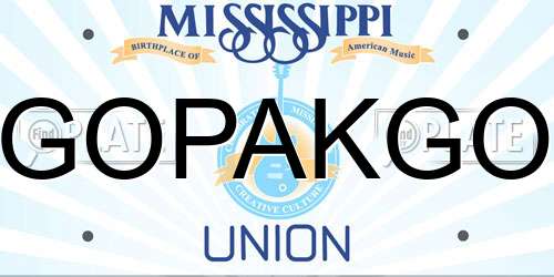 GOPAKGO Mississippi License Plate