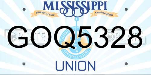 GOQ5328 Mississippi License Plate