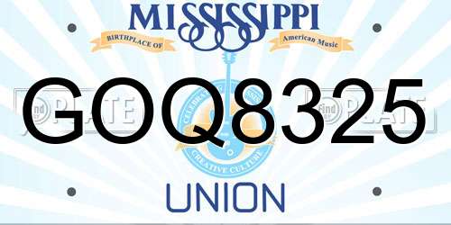GOQ8325 Mississippi License Plate