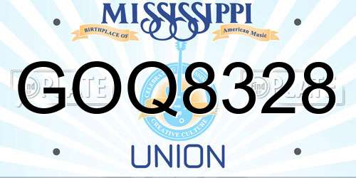 GOQ8328 Mississippi License Plate