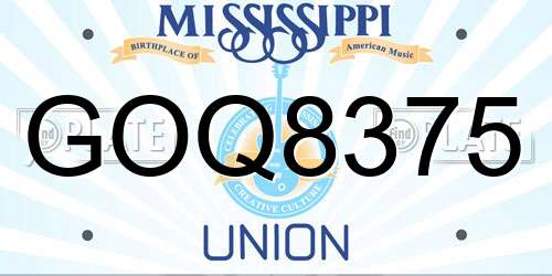 GOQ8375 Mississippi License Plate