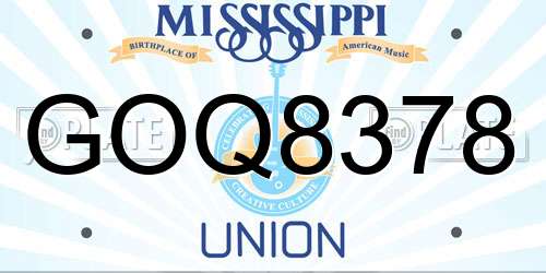 GOQ8378 Mississippi License Plate