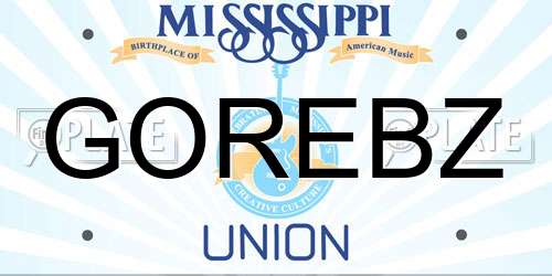 GOREBZ Mississippi License Plate