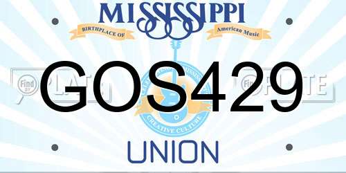 GOS429 Mississippi License Plate