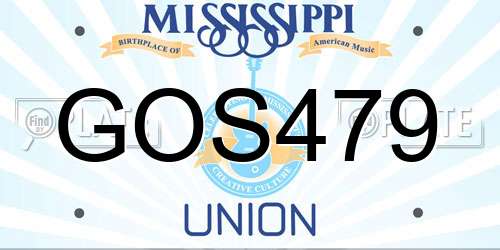 GOS479 Mississippi License Plate
