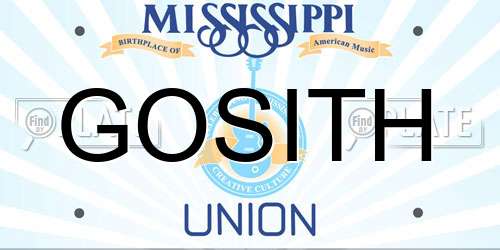 GOSITH Mississippi License Plate