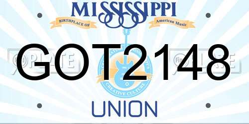 GOT2148 Mississippi License Plate