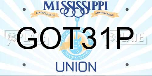 GOT31P Mississippi License Plate