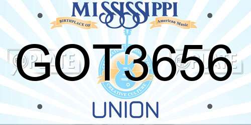 GOT3656 Mississippi License Plate