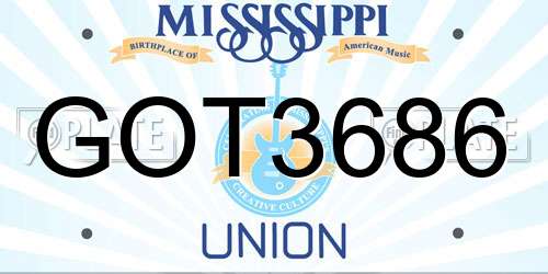 GOT3686 Mississippi License Plate