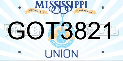 GOT3821 Mississippi License Plate