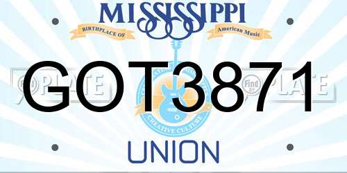 GOT3871 Mississippi License Plate