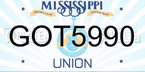 GOT5990 Mississippi License Plate