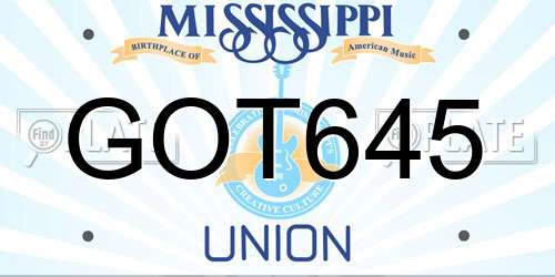 GOT645 Mississippi License Plate