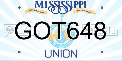 GOT648 Mississippi License Plate