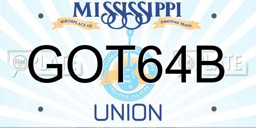 GOT64B Mississippi License Plate
