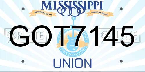GOT7145 Mississippi License Plate