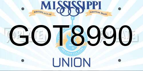 GOT8990 Mississippi License Plate