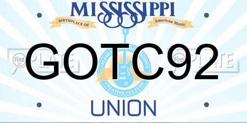 GOTC92 Mississippi License Plate