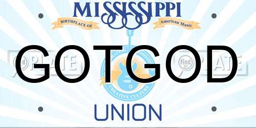 GOTGOD Mississippi License Plate