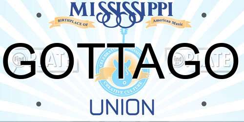GOTTAGO Mississippi License Plate