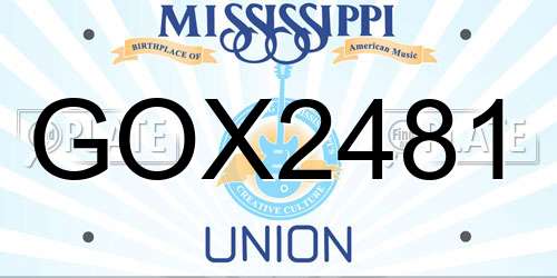 GOX2481 Mississippi License Plate
