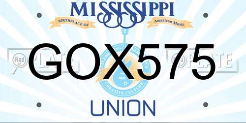 GOX575 Mississippi License Plate
