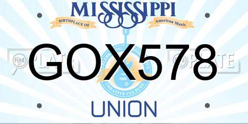 GOX578 Mississippi License Plate
