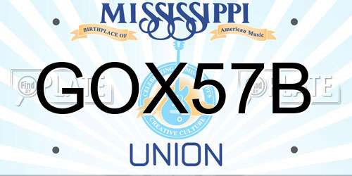 GOX57B Mississippi License Plate