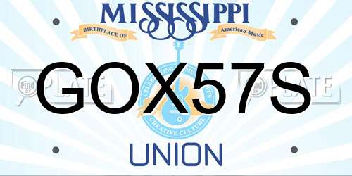 GOX57S Mississippi License Plate