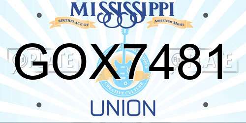 GOX7481 Mississippi License Plate
