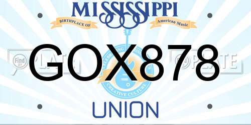 GOX878 Mississippi License Plate