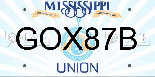 GOX87B Mississippi License Plate