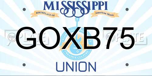 GOXB75 Mississippi License Plate